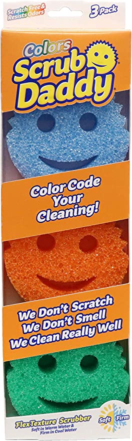 Original Scrub Daddy Sponge - Scratch Free Scrubber for Dishes and Home, Odor Resistant, Soft in Warm Water, Firm in Cold, Deep Cleaning Kitchen and B